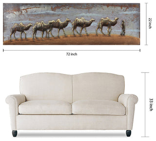 "Caravan" Camel Mixed Media Iron Hand Painted Dimensional Wall Art