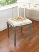 Paris Crest-Caramel, Linen Upholstered Vanity Stool