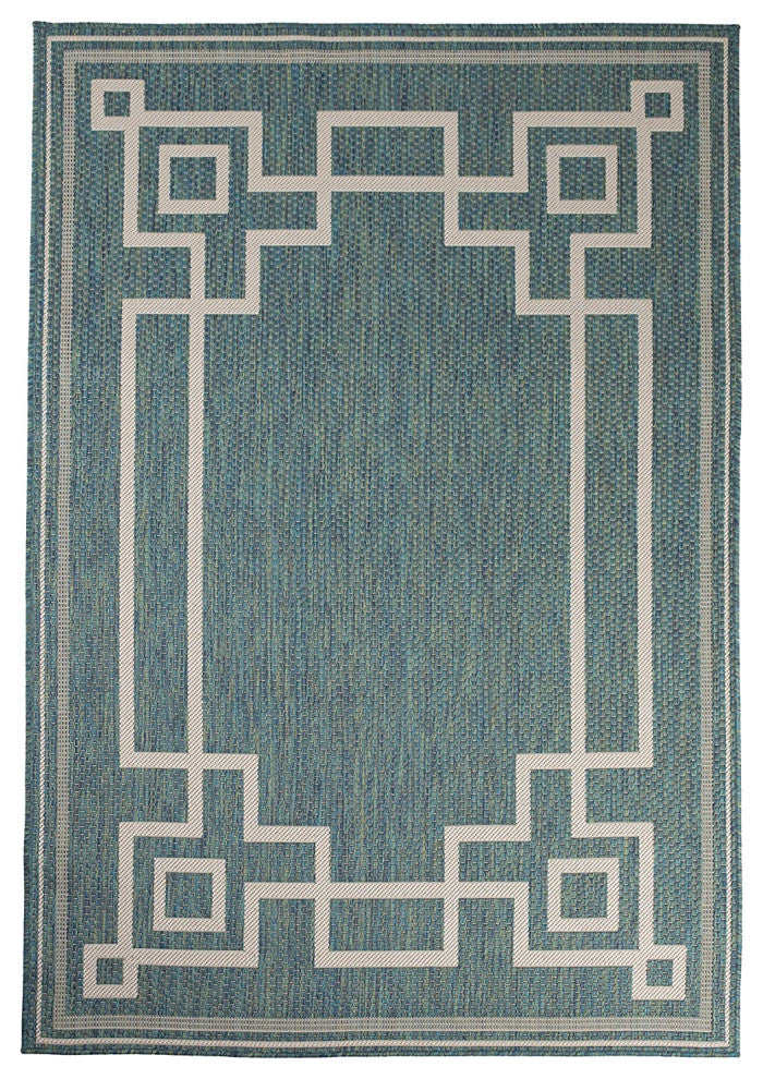 Outdoor Collection Oriental Area Rug - UV Safe Rug, Ocean, 5'3"x7'6"