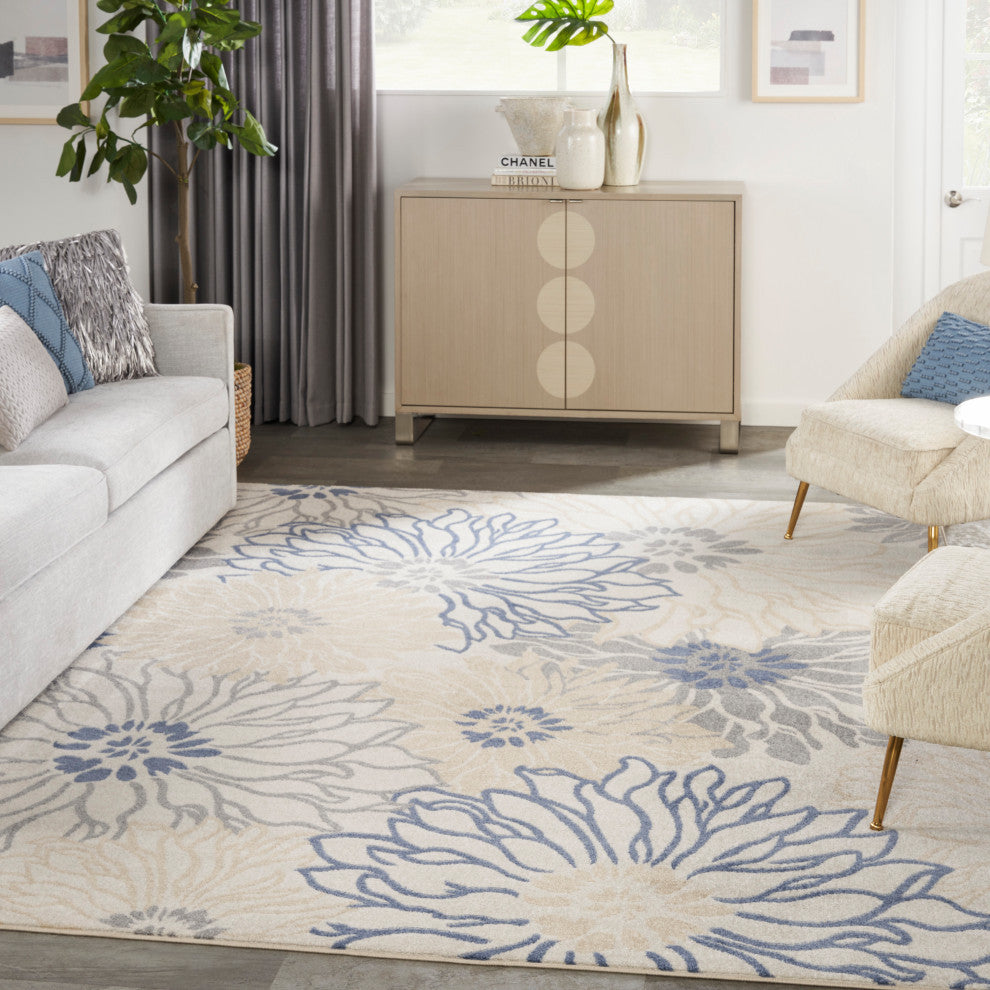 Nourison Passion 8' x 10' Ivory Grey Blue Contemporary Indoor Area Rug