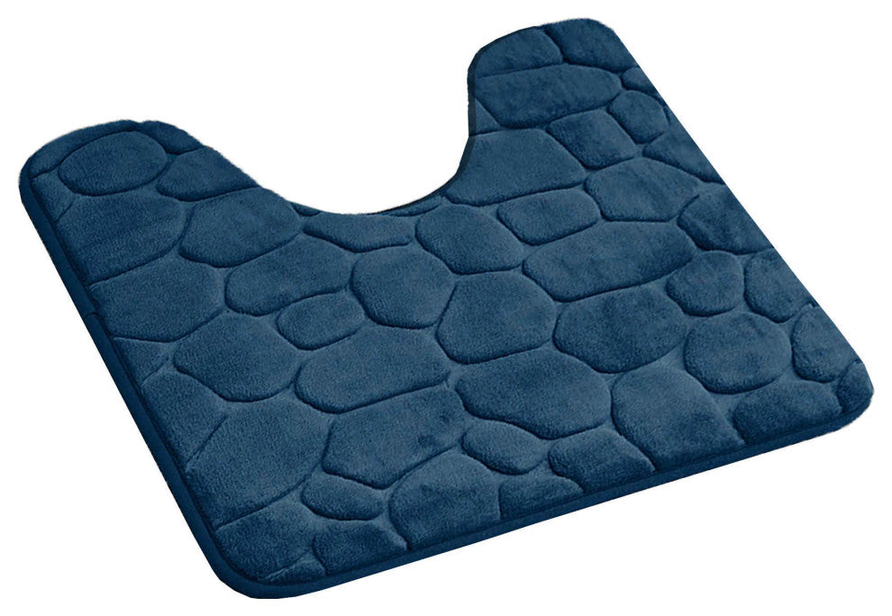 Bath Rug Memory Foam Mat 3D Pebble, Navy Blue, Contour Rug 20"x20"