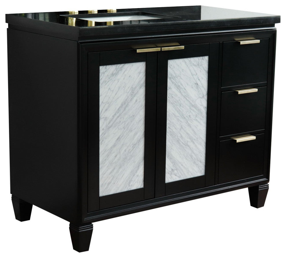 43" Single Vanity, Black Finish With Black Galaxy