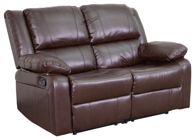 Leather Recline Loveseat, Brown