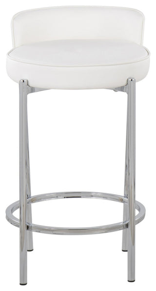 Chloe Counter Stool, Set of 2, Chrome, White PU