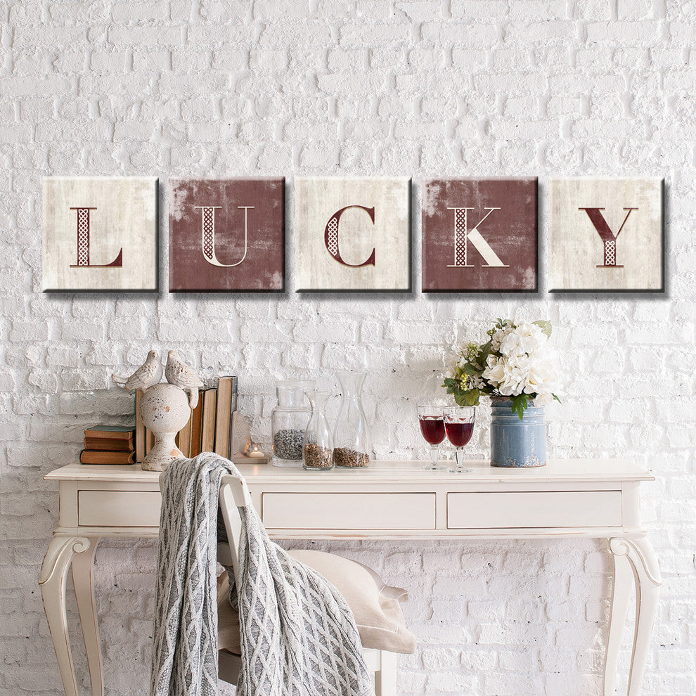 Ready2HangArt 5-Piece 'Lucky II' Canvas Wall Art Set, 16"x16"