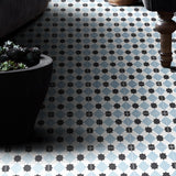 Ait Baha Handmade Cement Tile, Black/Blue, Sample