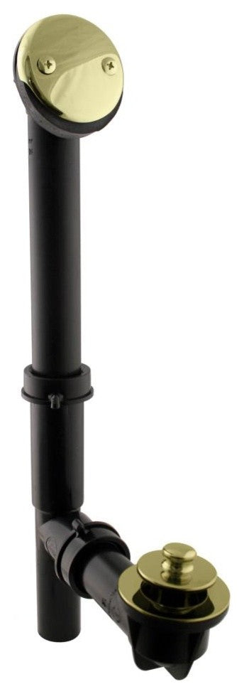 Black 1.5" Tubular Pull & Drain Bath Waste In Polished Brass, Black Polished Brass