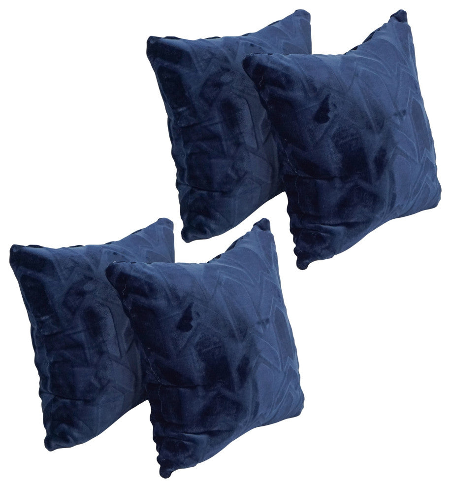 17" Jacquard Throw Pillows With Inserts, Set of 4, Agora Atlantis