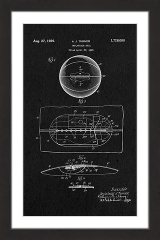 "Basketball 1925 Black Paper" Framed Painting Print