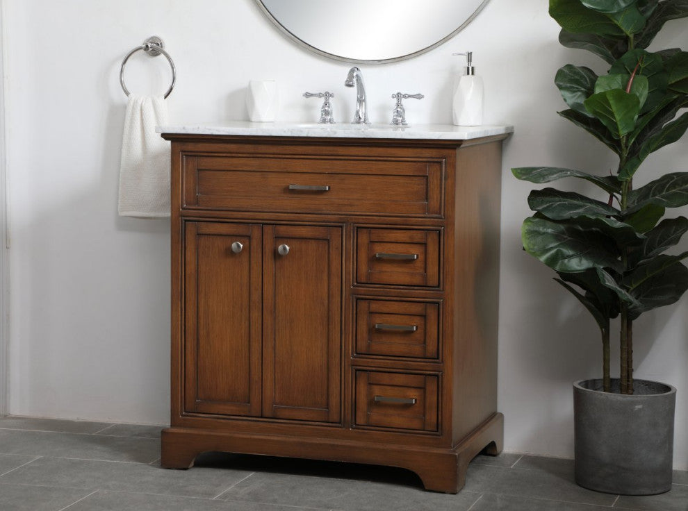 Asher 32" Single Bathroom Vanity, Teak