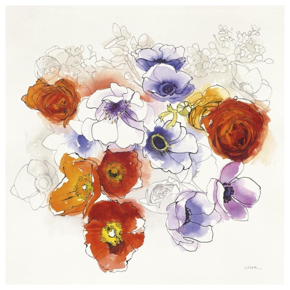 "Spring Fleurs" Digital Paper Print by Shirley Novak, 38"x38"