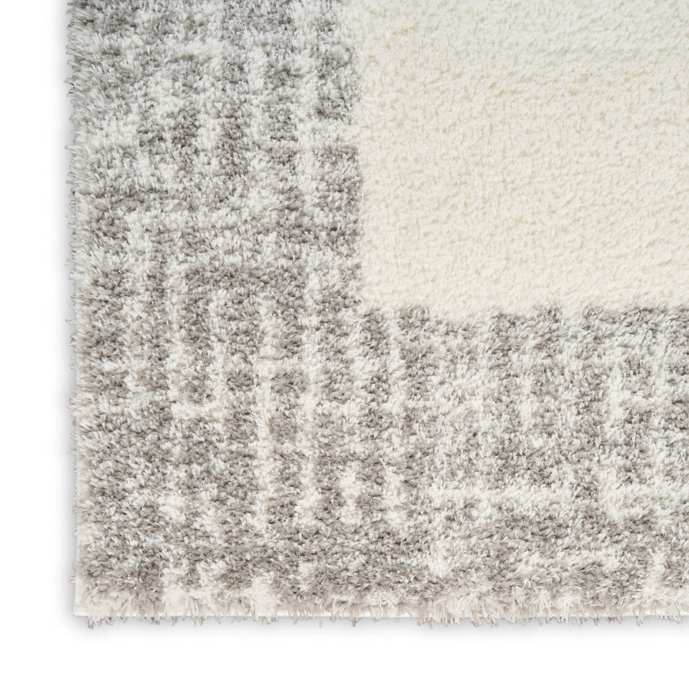 Nourison Pacific Shag 7'10" x 9'10" Ivory Grey Shag Indoor Rug