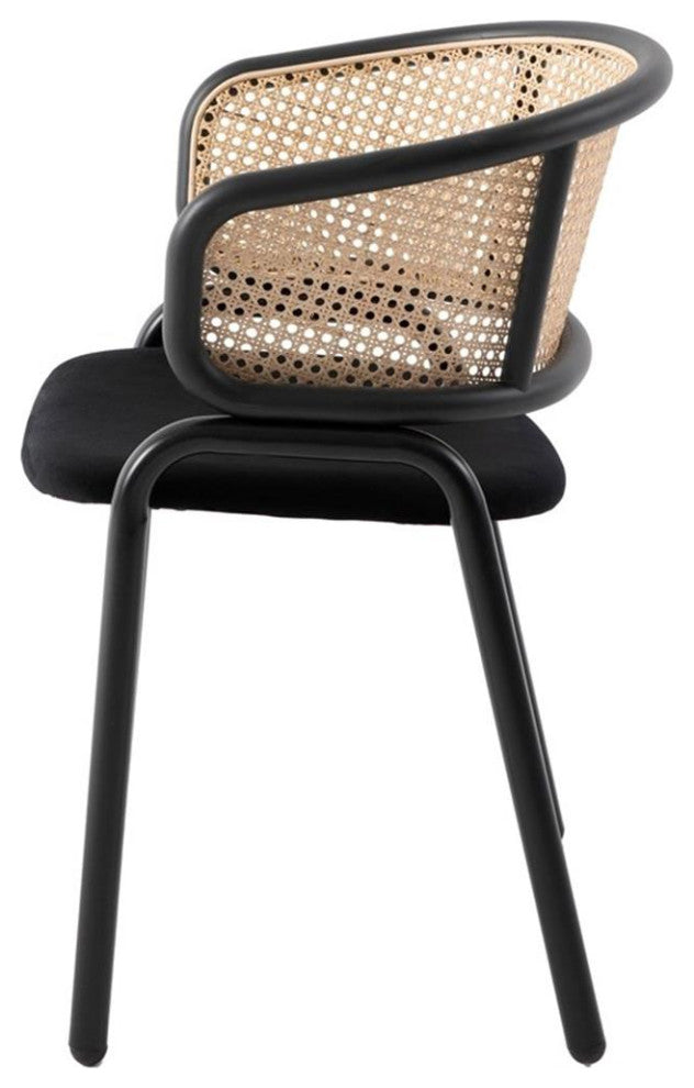 LeisureMod Ervilla Modern Dining Chair with Velvet Seat Set of 4 Black