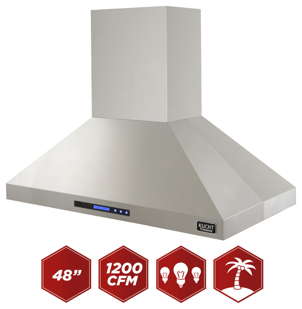 Professional 900 CFM Island Mount Range Hood, Stainless Steel, 48 Inch