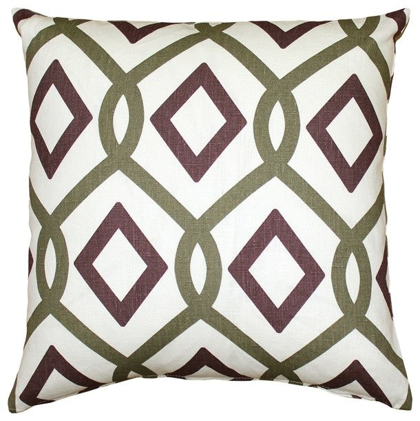 Pillow Decor - Tuscany Linen Sage Diamond Chain Throw Pillow 20X20