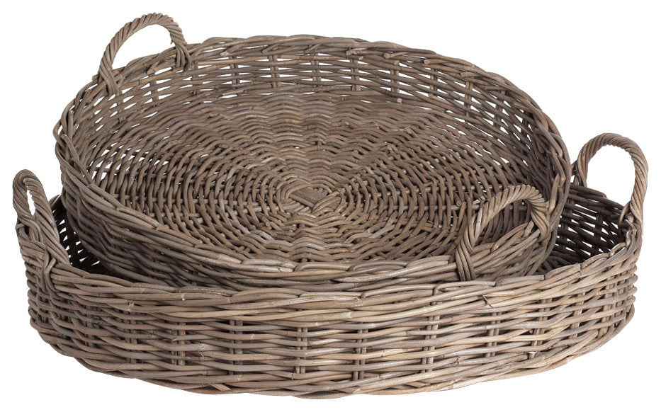Normandy Xl Low Round Baskets, Set of 2