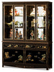 60in Black Lacquer Chinoiserie Oriental China Cabinet