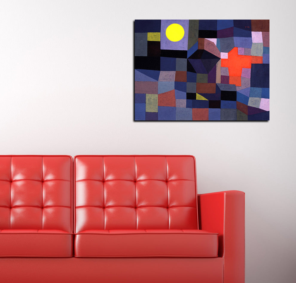 Epic Graffiti "Fire at Full Moon" by Paul Klee Giclee Canvas Wall Art, 18"x24"