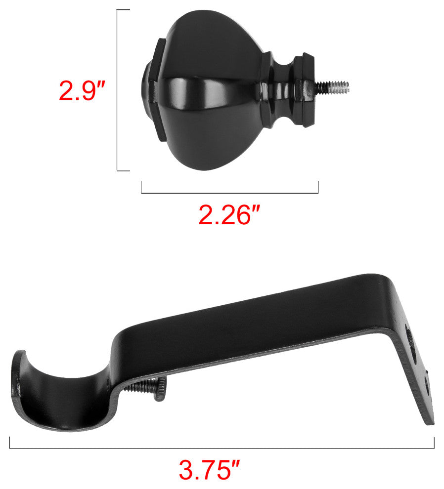 UTOPIA ALLEY 3/4 Inch Curtain Rod - Curtain Rods For Windows 48 to 86 Inch, Black