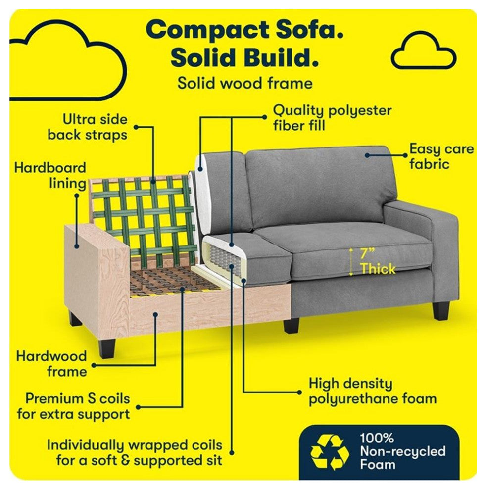 Serta Palisades 78" Track Arm Sofa with Removable Covers Glacial Gray