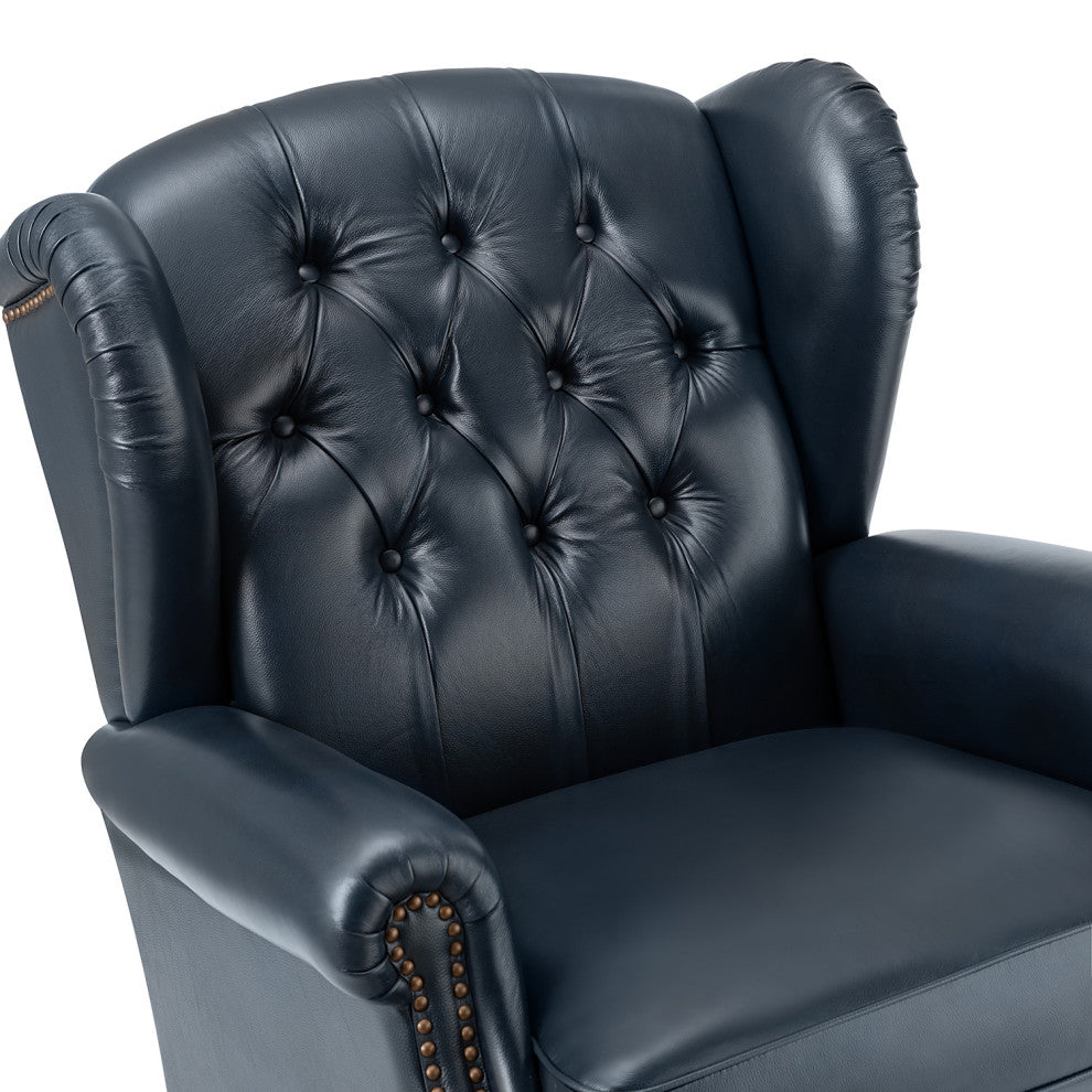 33" Wide Genuine Leather Armchair, Navy