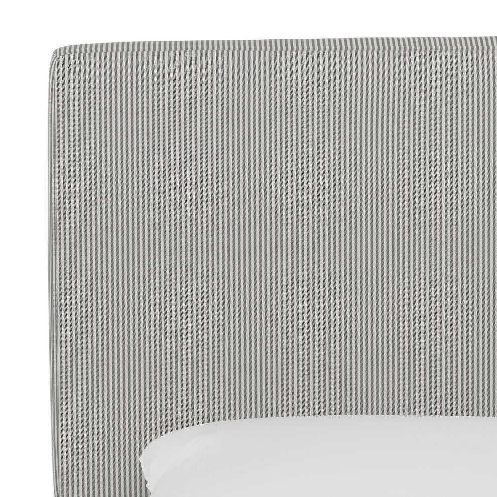 Phoebe Box Seam Bed, Oxford Stripe Charcoal, Twin