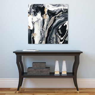 Black White Abstract Wall Art Printed on Frameless Free Floating Tempered Glass