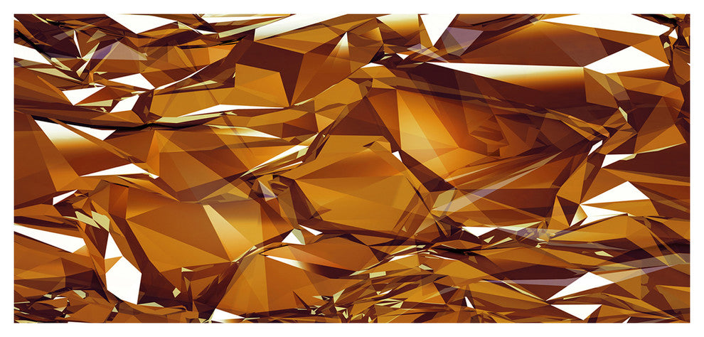 3D Gold Crystal Background, Oversized Abstract Canvas Wall Art, 60"x28"