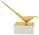 Bird Statue I Gold Finish on Metal with White Marble Base