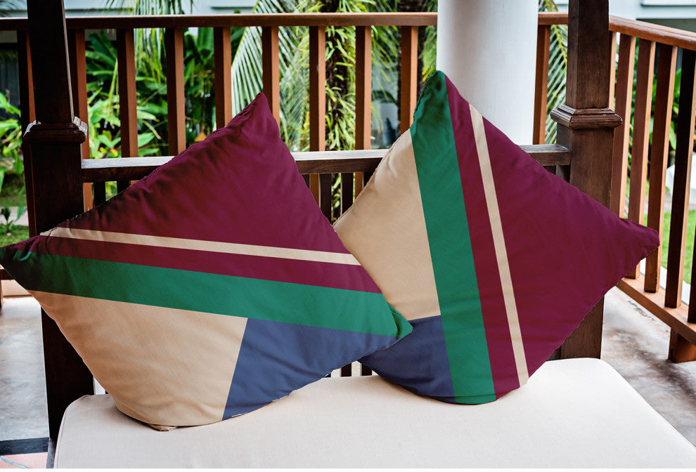 Bold Shapes Polyester Indoor/Outdoor Pillow, Maroon Red, 20"x20"