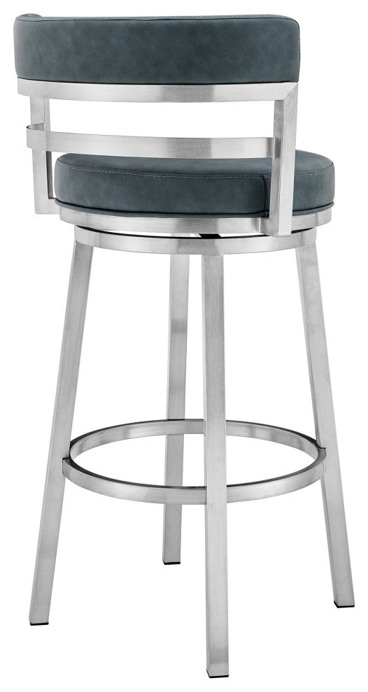 Madrid Swivel Stool, Blue, 30"