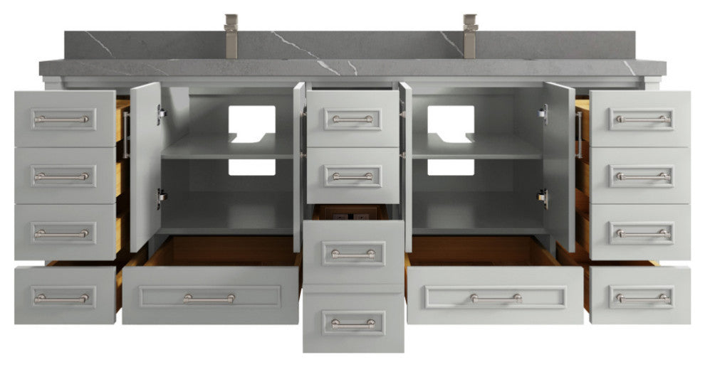Aberdeen 84 Double Sink Bath Vanity in Coventry Gray 2" Piatra Gray