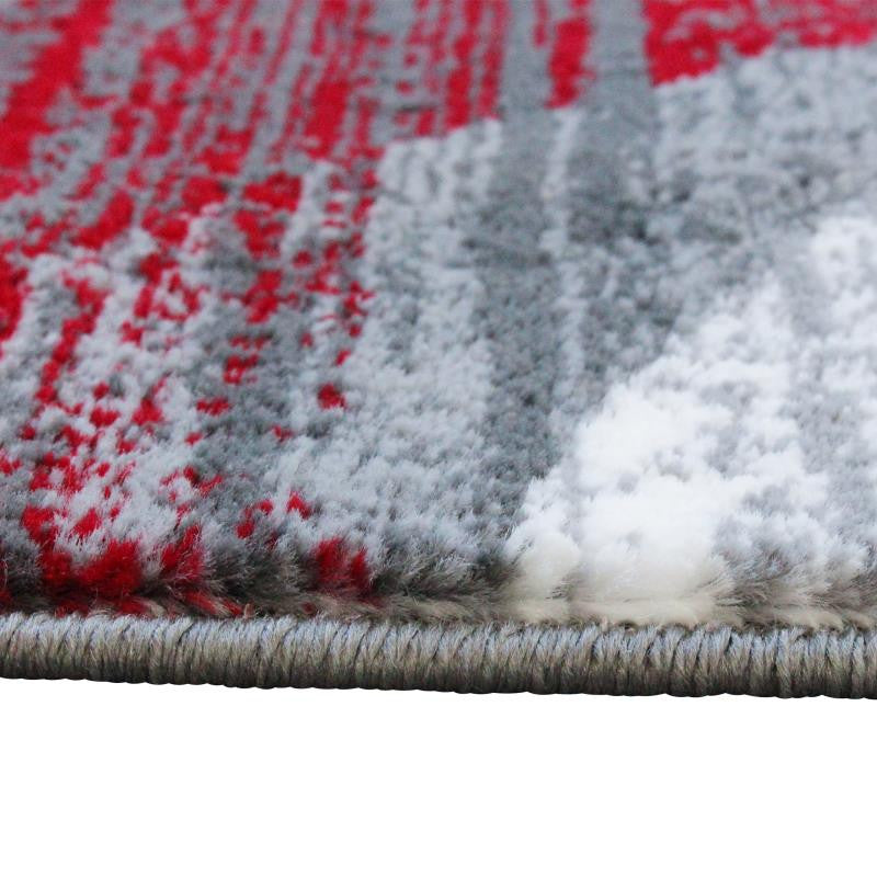 Cirrus Collection Swirl Patterned Olefin Area Rug with Jute Backing, Red, 2' X 7'