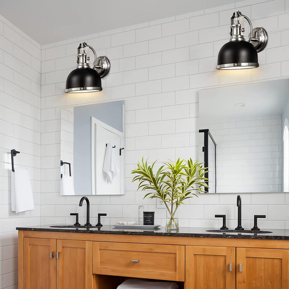 Gooseneck Wall Sconce Light fixture black dome industrial wall mount lamp