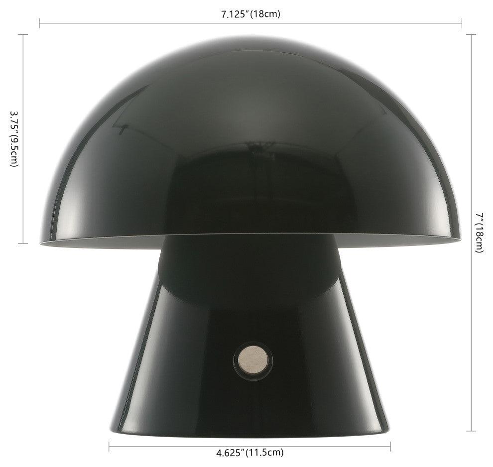 Porcini 7" Rechargeable/Cordless Iron LED Mushroom Table Lamp, Forest Green