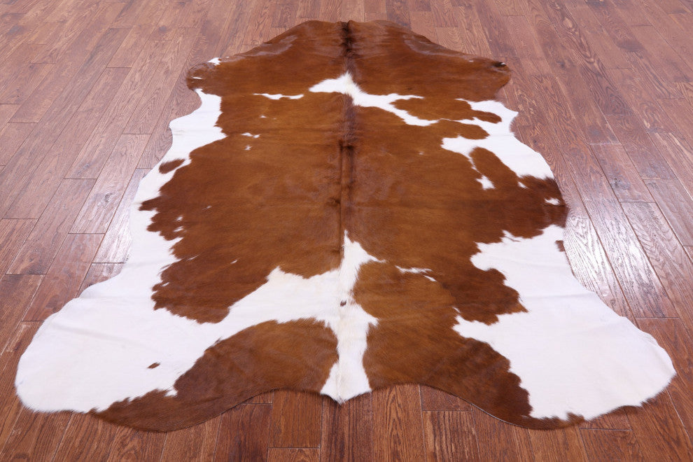 Brown and White Natural Cowhide Rug 7' 6" X 5' 10" C2324