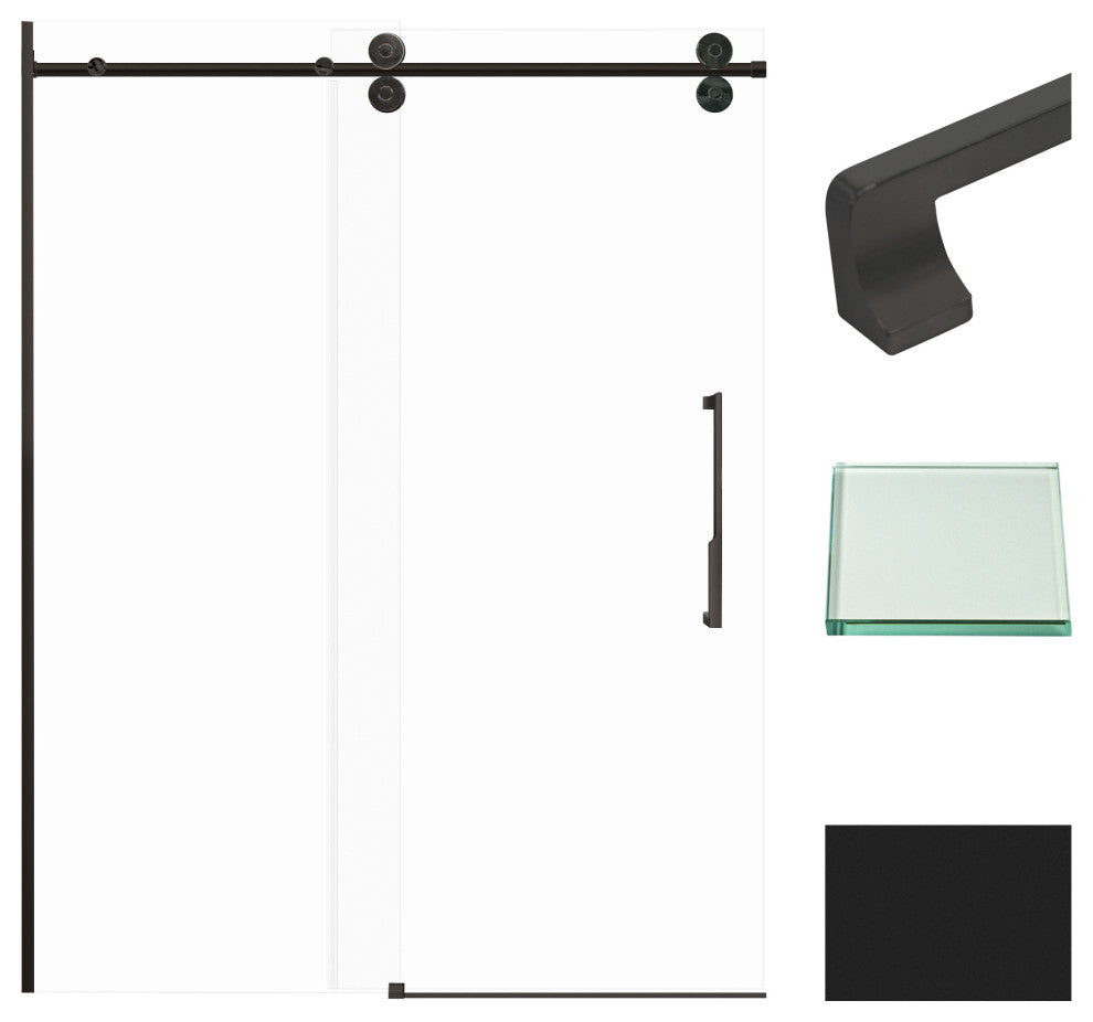 Teegan Plus Sliding Shower Door, Fixed, Clear Glass, Matte Black, Justin