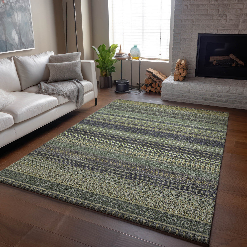 Premium Machine Washable Mayfield AMF527 Sage 5' x 7'6" Rug