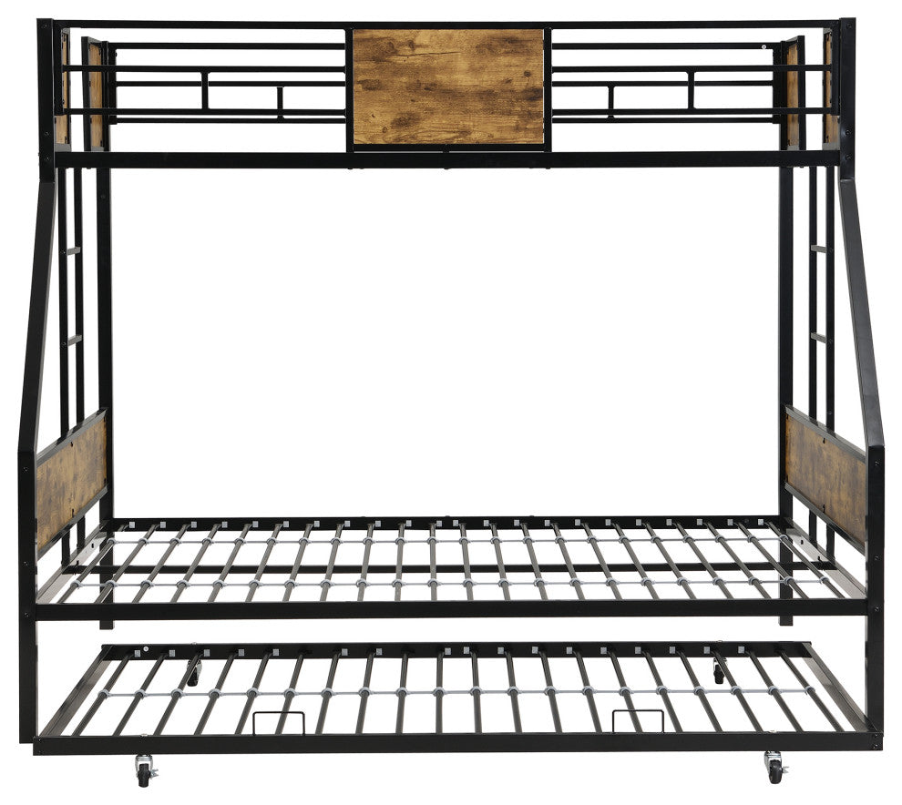 Gewnee Twin Over FULL Metal Bunk Bed with Trundle