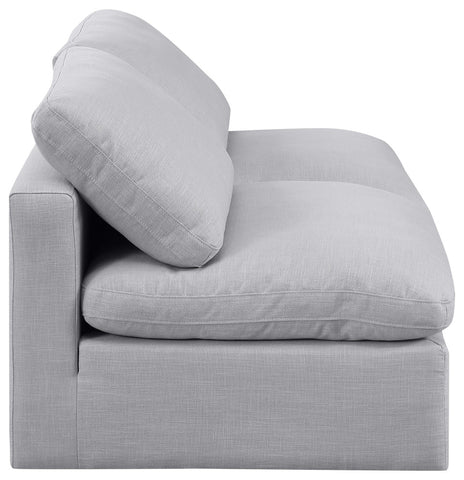 Indulge Upholstered Modular Sofa, Grey, 2-Piece: 2 Armless Chair, Down Stuffed Linen Textured Fabric
