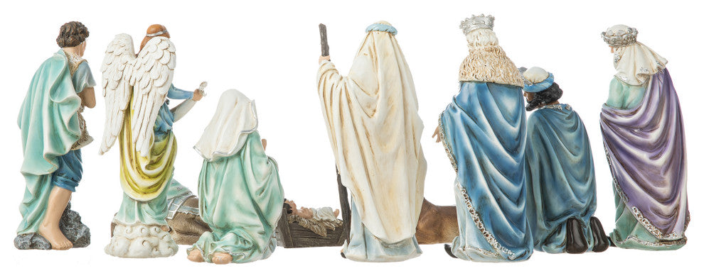 12-Piece Deluxe Blue Resin Nativity Figurine Set
