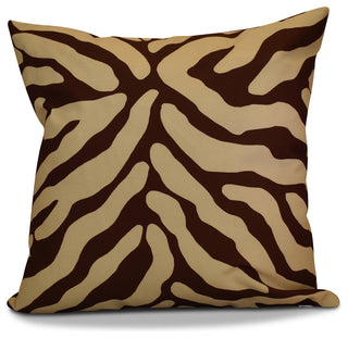 Animal Stripe Geometric Print Pillow, Brown, 16"x16"