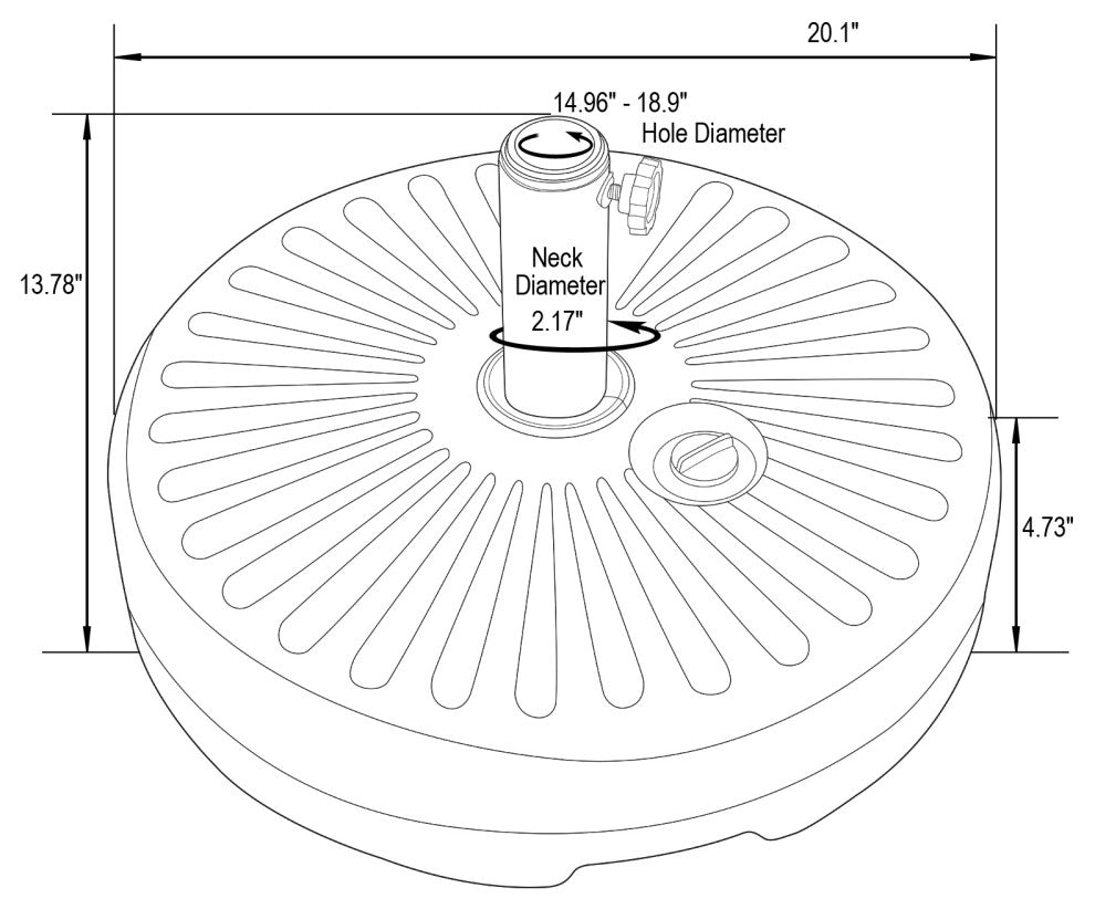 Outdoor Patio 20" Umbrella Base Round Fillable Free Standing