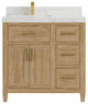 Santa Monica 36 Left Offset  Bath Vanity in Whitewashed Teak 2" Calacatta Nuvo