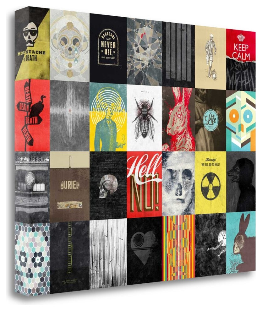 "Death Skulls" By Hannes Beer,Ready to Hang Giclee Print on Gallery Wrap Canvas