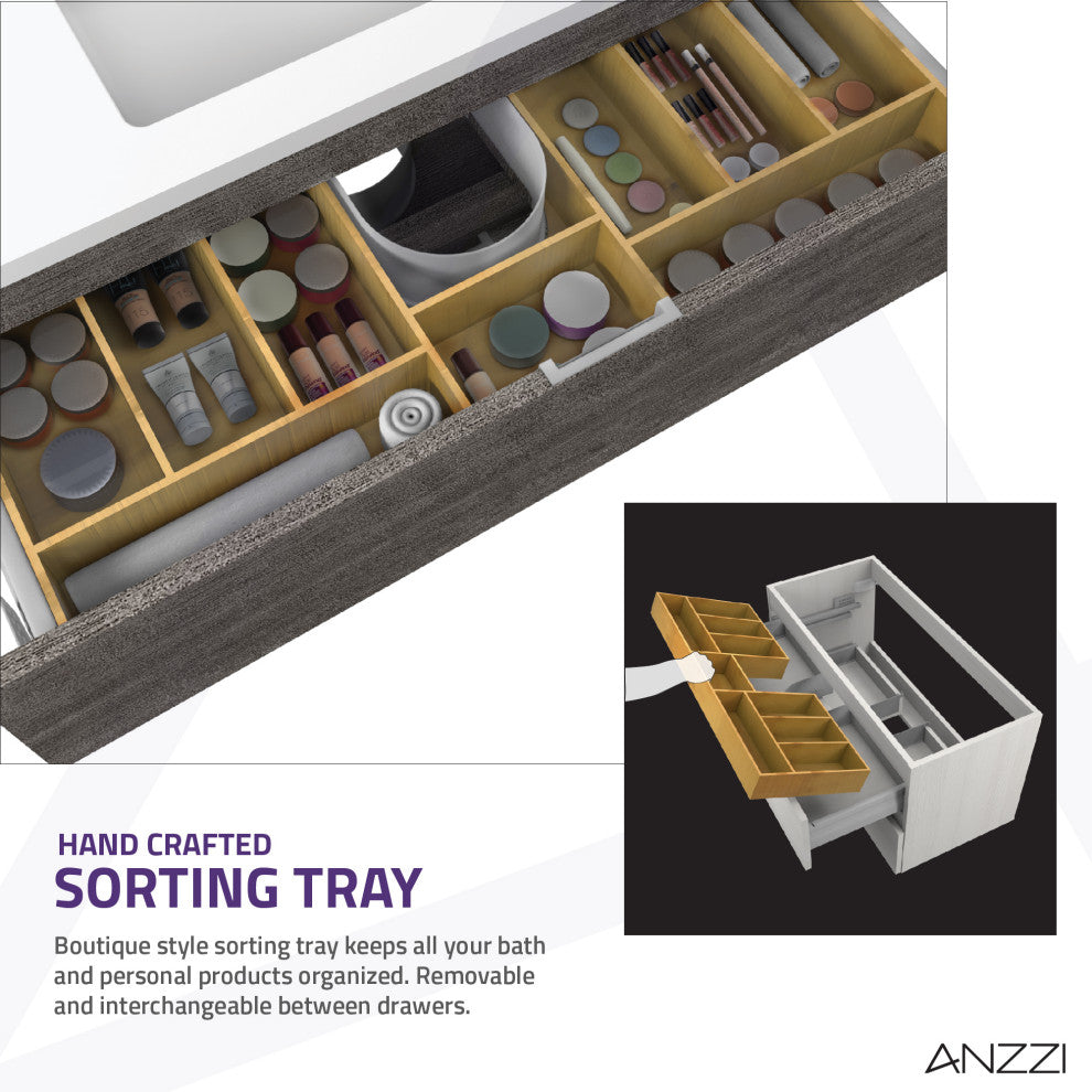 Conques 39" Wall Mount Bathroom Vanity Set, Rich Gray