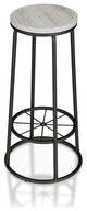 Set of 2 Bar Stool, Wheel Footrest and Backless Round Seat, Coastal White