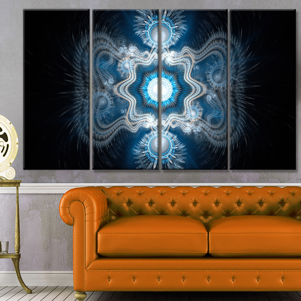 Cabalistic Clear Blue Texture, Abstract Canvas Art Print, 48"x28", 4 Panels