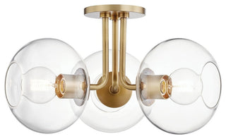Margot 3-Light Semi Flush, Aged Brass