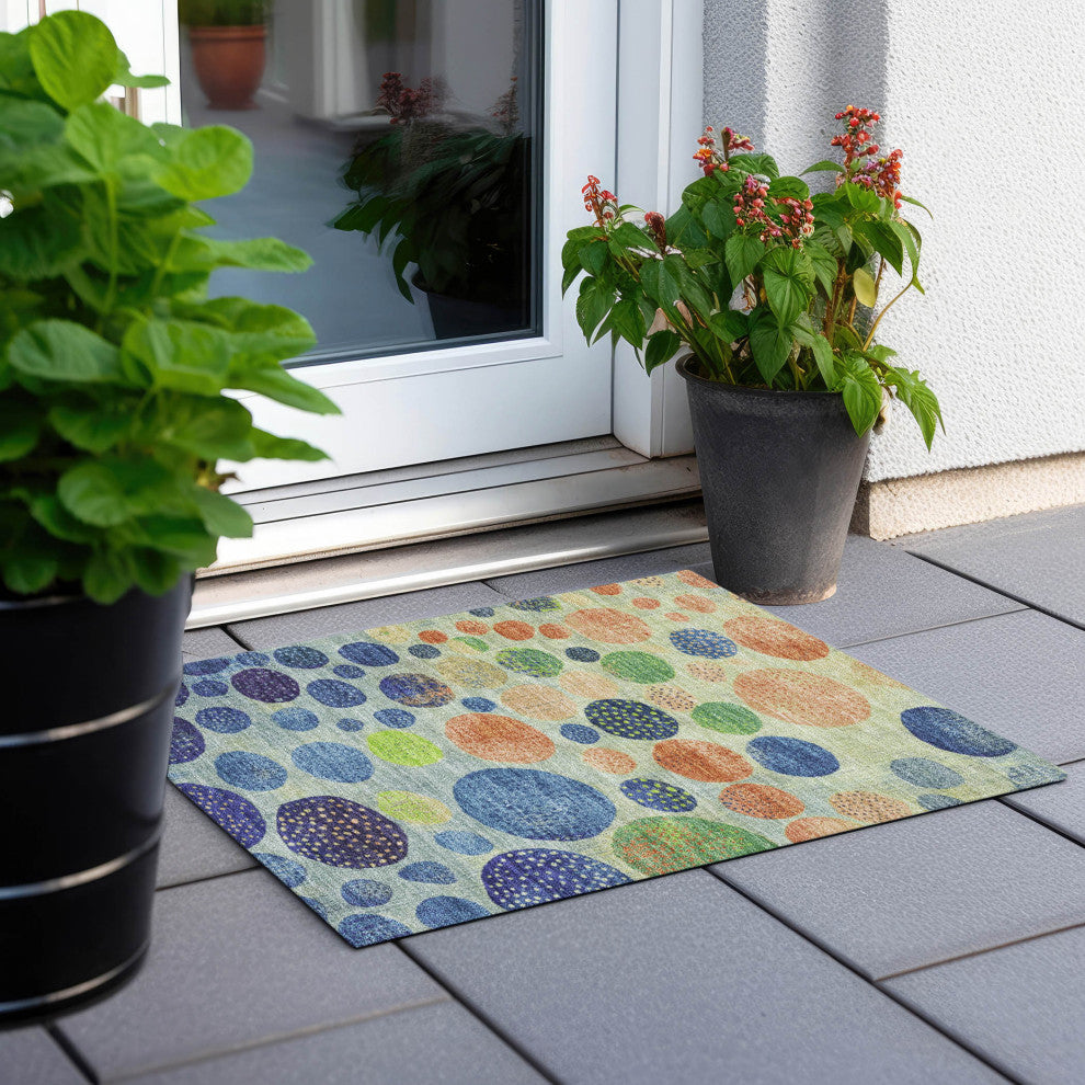 Machine Washable Indoor/Outdoor Chantille ACN1899 Navy 1'8" x 2'6" Rug